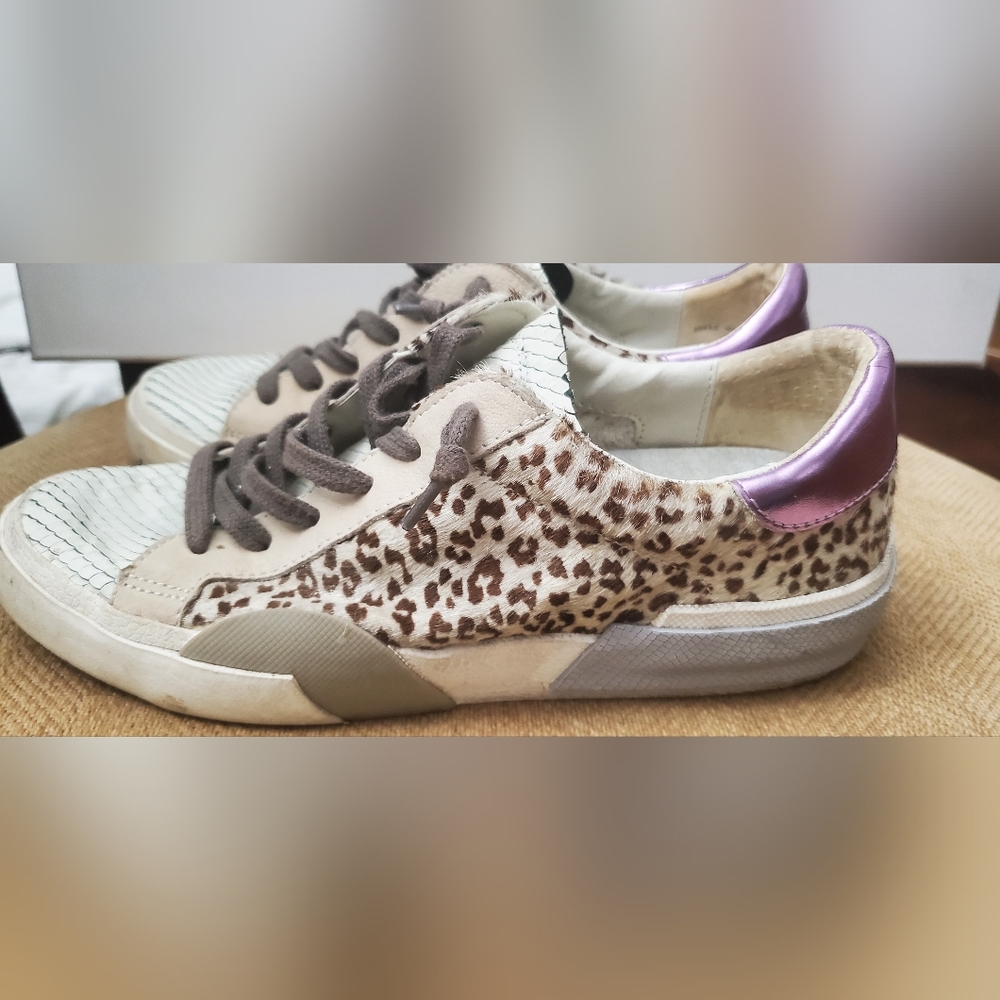 SZ 6 DV DOLCE VITA ZINA FASHION SNEAKER LEOPARD PRINT CALF HAIR